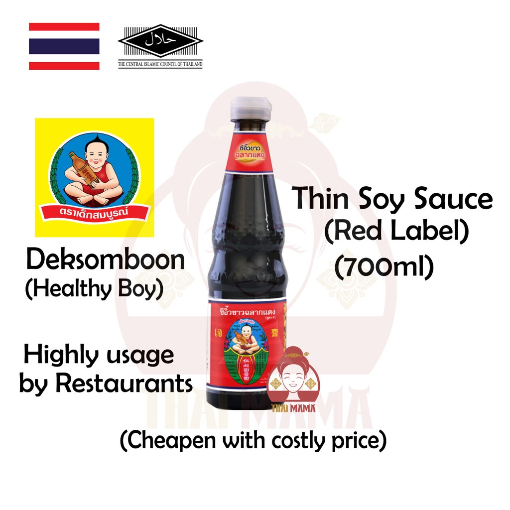 Healthy Boy Brand ( Thin Soy Sauce Red Label / Sauce1 F1 Yellow / Black Dark Soy Sauce / Soybean Paste ) Deksomboon