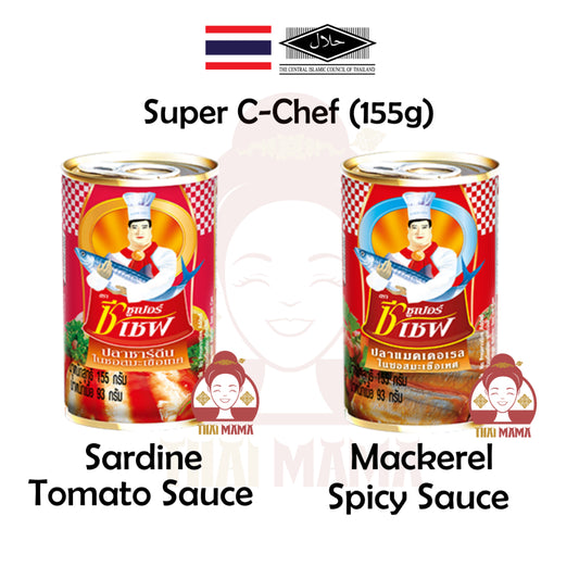 Super C-Chef Sardine in Tomato Sauce 155g / Mackerel In Spicy Sauce 155g [Halal] Super C Chef