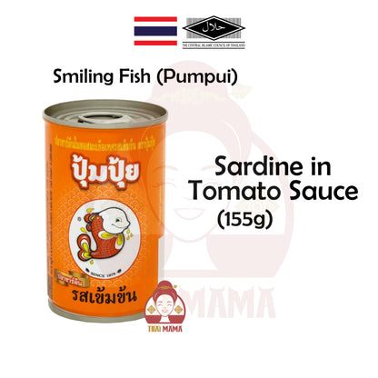 Smiling Fish Sardine in Tomato Sauce 155g / Mackerel In Chilli / Tomato 155g [Halal] Pompui Sardine / Pompui Mackerel