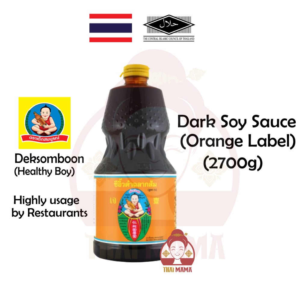 Healthy Boy Brand Black Dark Soy Sauce Orange Label 2700g [Halal] Deksomboon 黑抽 (橙标)