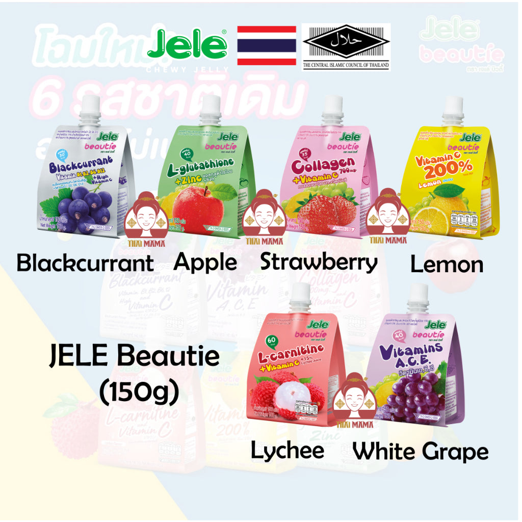 Jele Beautie 150g [Halal] Jele Blackcurrant / Jele Apple / Jele Strawberry / Jele Lemon / Jele Lychee / Jele White Grape