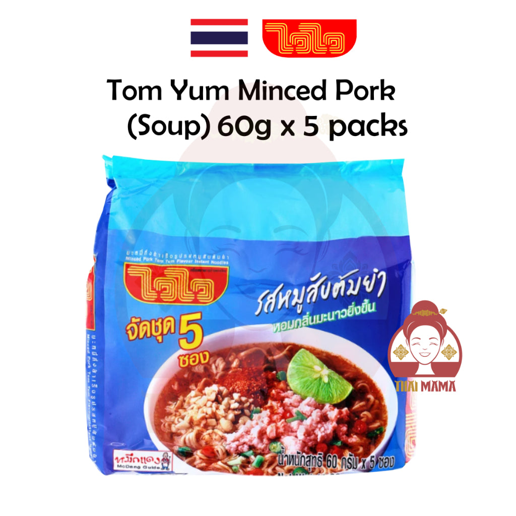 WAI WAI Instant Noodles Minced Pork Tom Yum Flavour 60g x 5