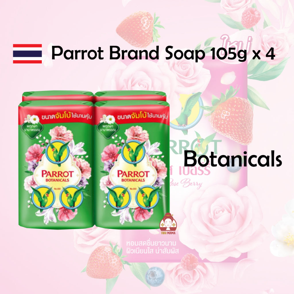 PARROT Botanicals Soap 105g x 4 ( Rose / Jasmine / Frangipani / Botanicals Scent / Lily Peach / White Sakura / Thanaka )