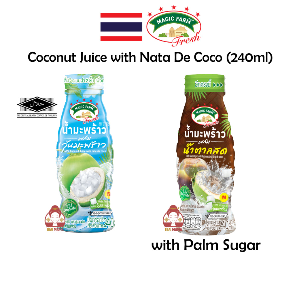 Magic Farm coconut juice with nata de coco 240ml / with Palm Sugar and Nata De Coco 240ml