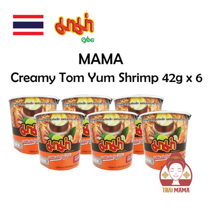 MAMA Cup Noodle 42g x 6 ( Creamy Tom Yum Shrimp / Minced Pork ) MAMA Instant Noodle / MAMA Noodle Cup