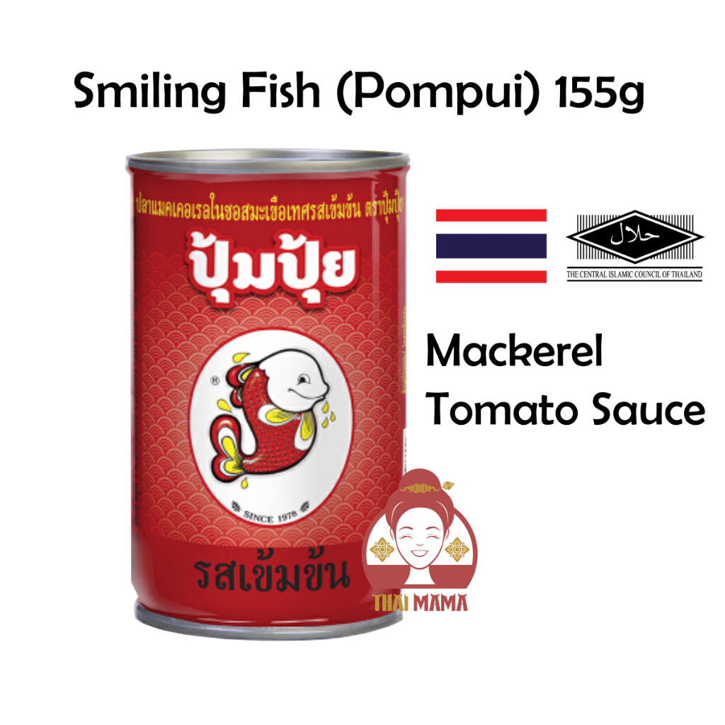 Smiling Fish Sardine in Tomato Sauce 155g / Mackerel In Chilli / Tomato 155g [Halal] Pompui Sardine / Pompui Mackerel