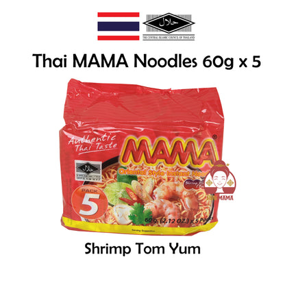 MAMA Shrimp Tom Yum 60g x 5 [Halal] / MAMA Creamy Shrimp Tom Yum 60g x 5 [Halal] / Thai MAMA Noodle / Tom Yum Noodle