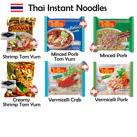 Thai Instant Noodles / Shrimp Tom Yum / Creamy Shrimp Tom Yum / Minced Pork Tom Yum , Vermicelli Crab / Vermicelli Pork
