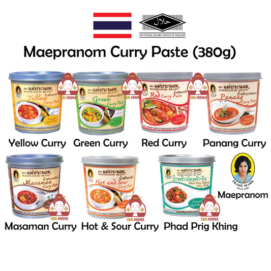 Maepranom Curry Paste 380g ( Green Curry / Panang Curry / Masaman Curry / Yellow Curry / Red Curry ) [Halal] Curry Paste