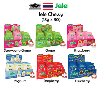 Jele Chewy 18g x 30 ( Grape / Strawberry / Yoghurt / Yogurt / Blueberry / Raspberry ) [Halal] Jele Thailand