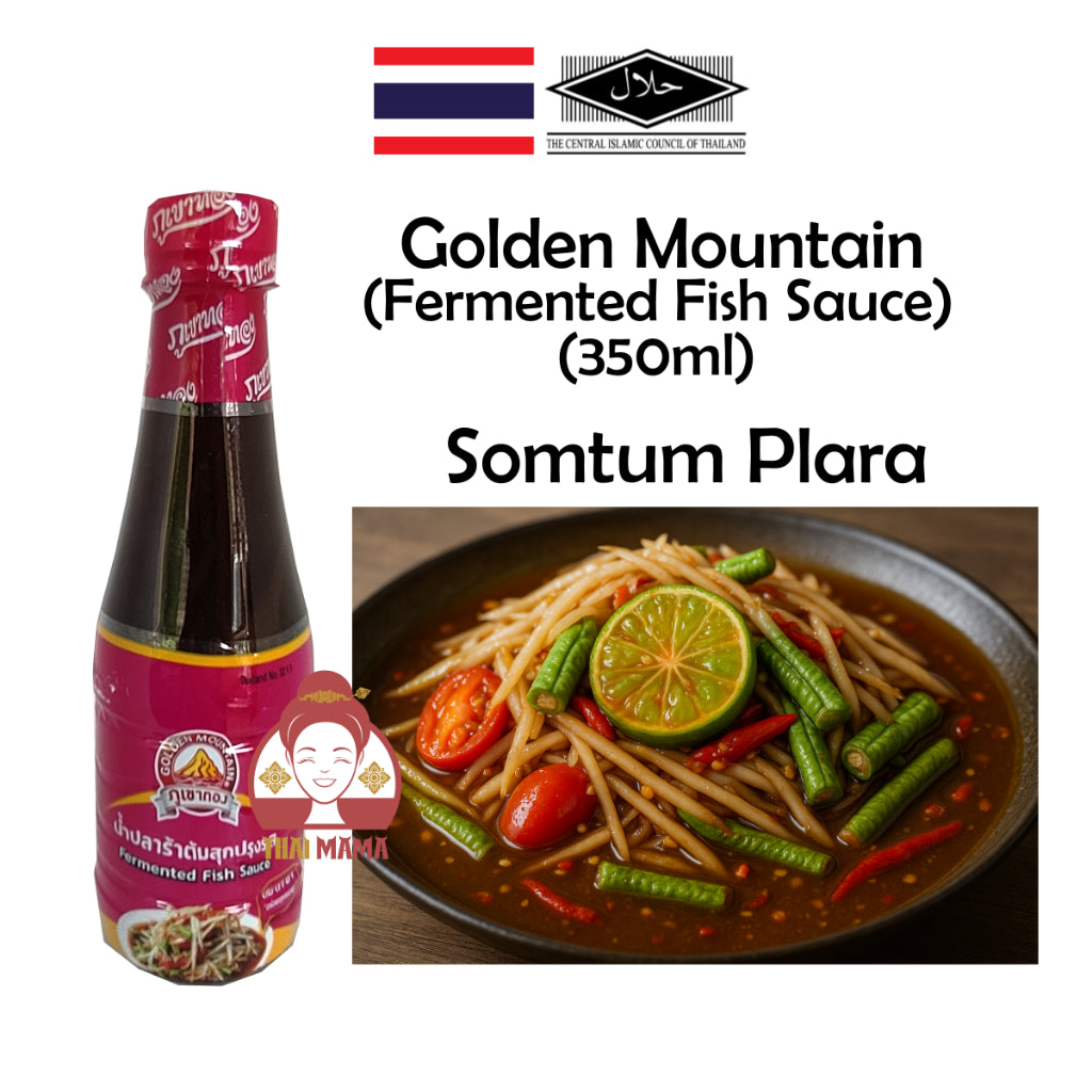 Golden Mountain Plara ( Pla Ra / Pala ) Fermented Fish Sauce (somtum sauce) 350ml [ Halal ] Golden Mountain Pala