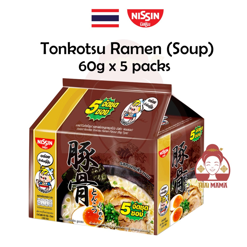 NISSIN Tonkotsu Ramen Soup 60g x 5 Bags ( Premium Bag ) [Non Halal]