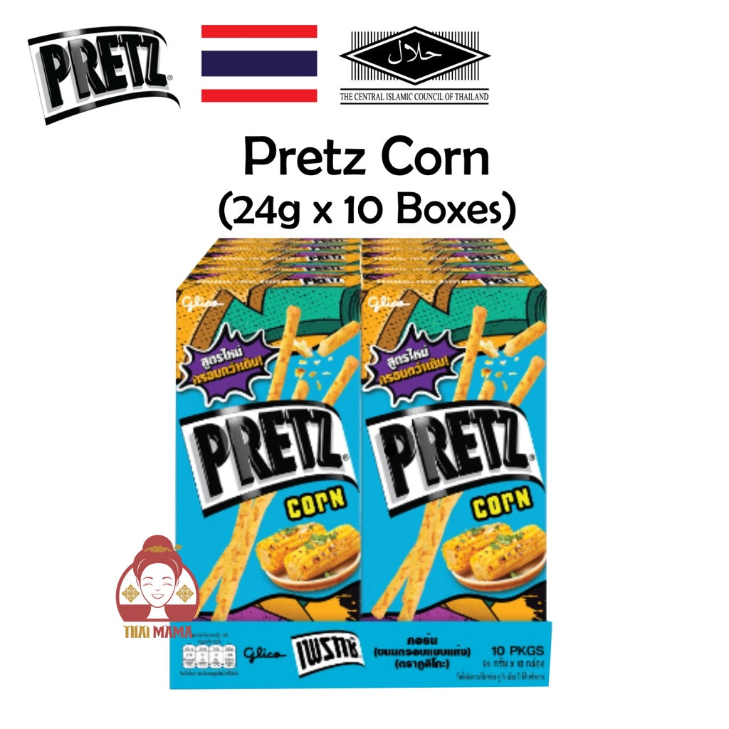 Glico Pretz Thailand x 10 Boxes [Tom Yum / Larb (Laab) / Corn / Original]  (Bread Stick) [Halal] Pretz Tom Yum