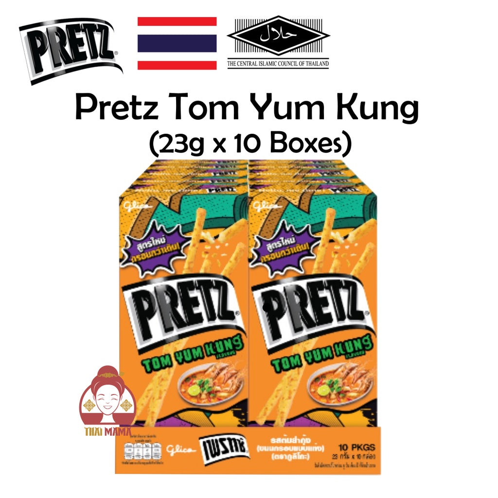 Glico Pretz Thailand x 10 Boxes [Tom Yum / Larb (Laab) / Corn / Original]  (Bread Stick) [Halal] Pretz Tom Yum