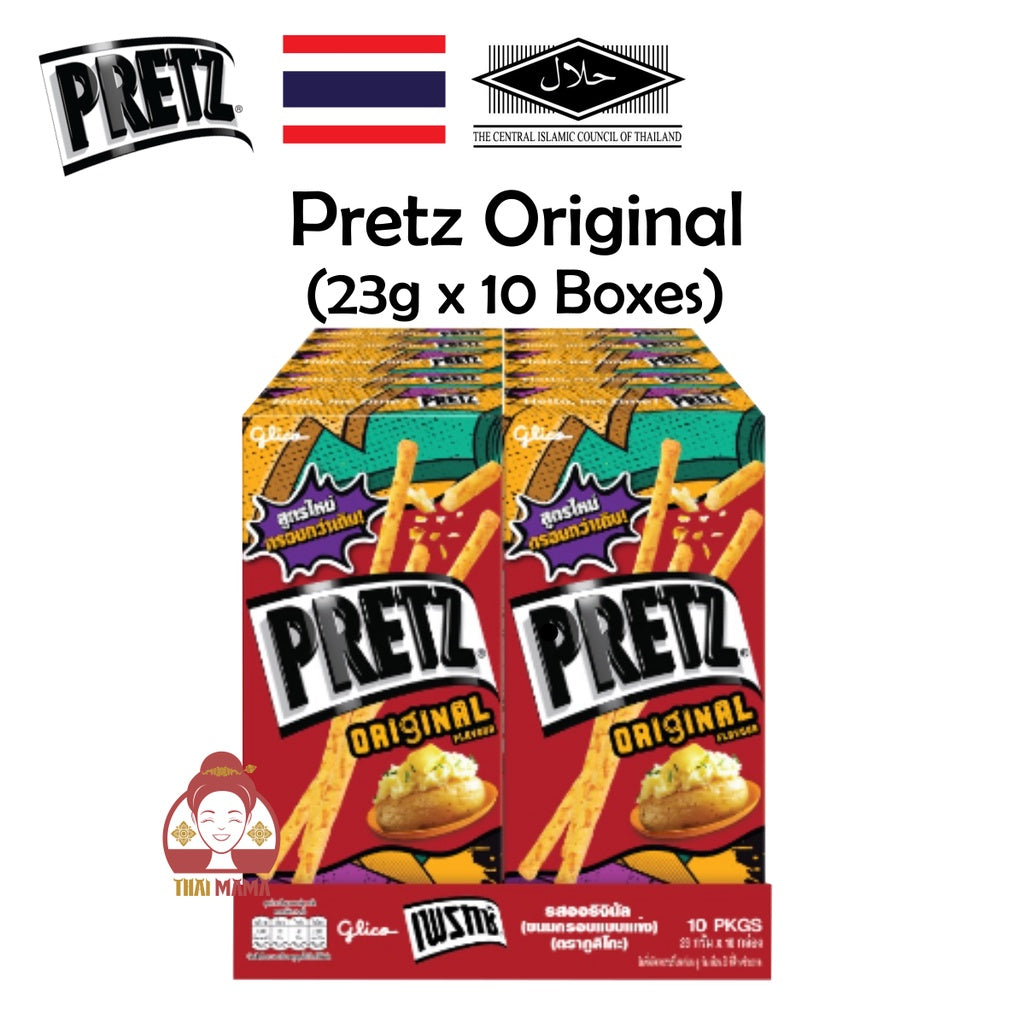Glico Pretz Thailand x 10 Boxes [Tom Yum / Larb (Laab) / Corn / Original]  (Bread Stick) [Halal] Pretz Tom Yum