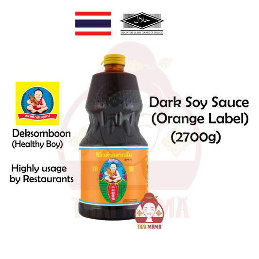 Healthy Boy Brand Black Dark Soy Sauce Orange Label 2700g [Halal] Deksomboon